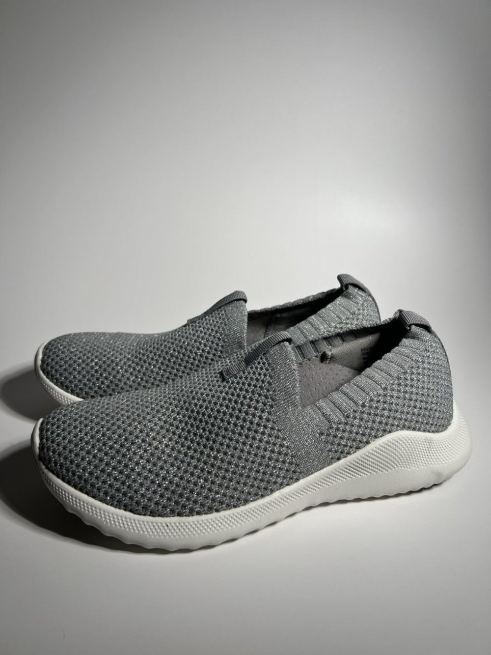 Aetrex Angie Gray White Knit Slip-On Sneakers Women’s Size 7 Comfort Shoes - Picture 6 of 13